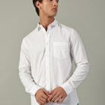 SHANCLO Men's Luxury Bird Eye Dobby 100% Cotton Casual & Formal Shirt White | Premium Collection