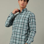 SHANCLO Men's Checkered Channel Dobby Casual Shirt - Regular Fit | Full Sleeve | Pure Cotton